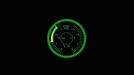 circle engine oil pressure hud interface display. computer graphic vfx