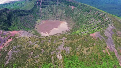 Flight-above-one-of-Kirishima-volcano-group,-Kagoshima-Prefecture,-Japan