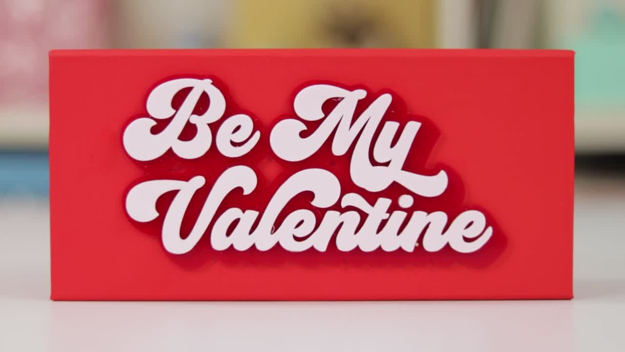 Red gift box with be my valentine sign, handmade valentine day gift