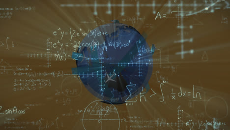 animation of mathematical equations over globe