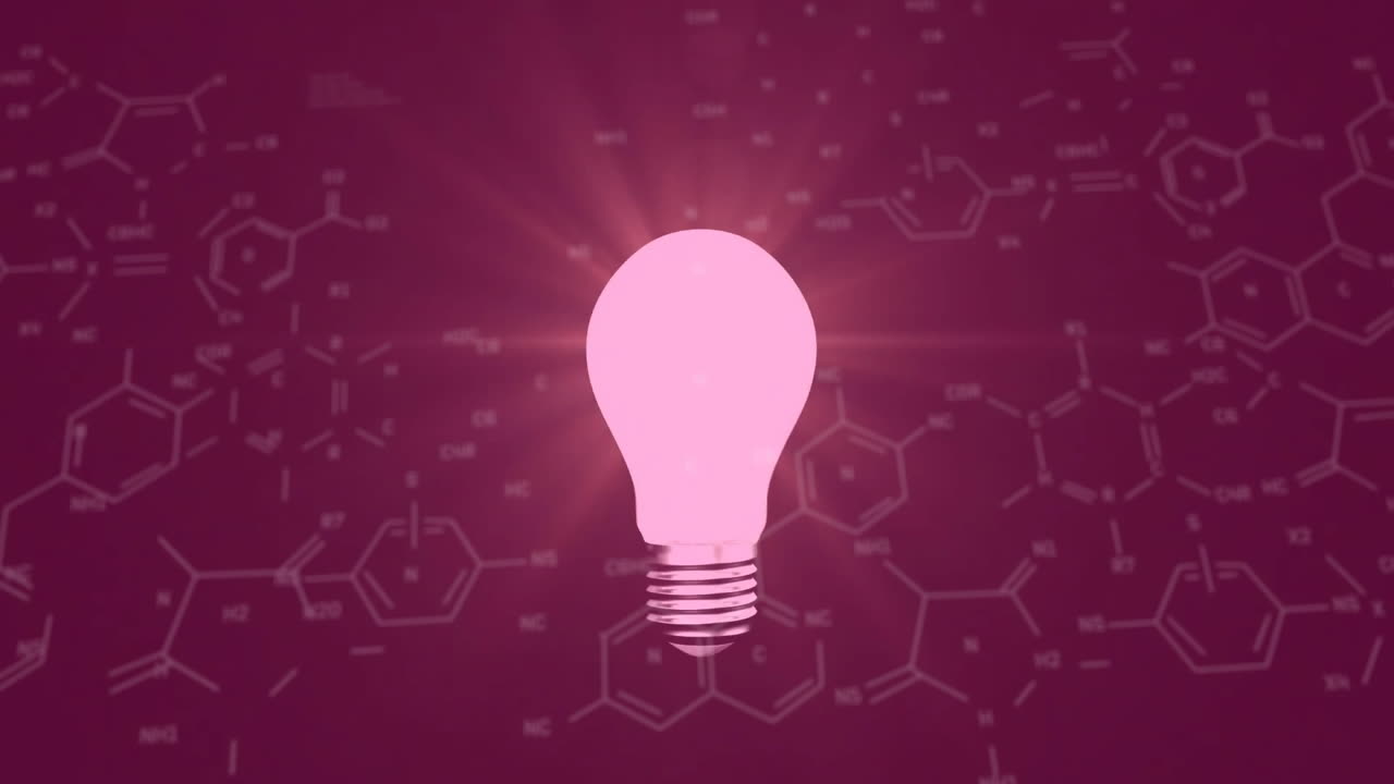 Animazione di formula chimica su lampadina digitale