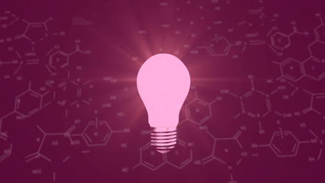 animación de la fórmula química en una bombilla digital