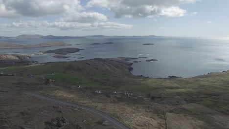 Drone-shot,-aerial-New-Zealand-Ireland-with-some-rocks-over-oceans