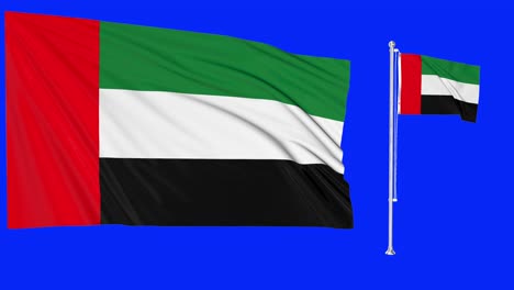 Greenscreen-Schwenkt-Die-Flagge-Oder-Den-Fahnenmast-Der-Vereinigten-Arabischen-Emirate