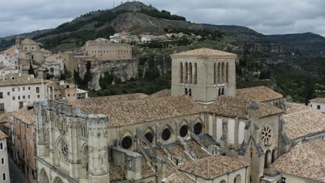 Exterior-View-Of-Cuenca-Cathedral-In-the-City-Of-Cuenca,-Castile-La-Mancha,-Spain