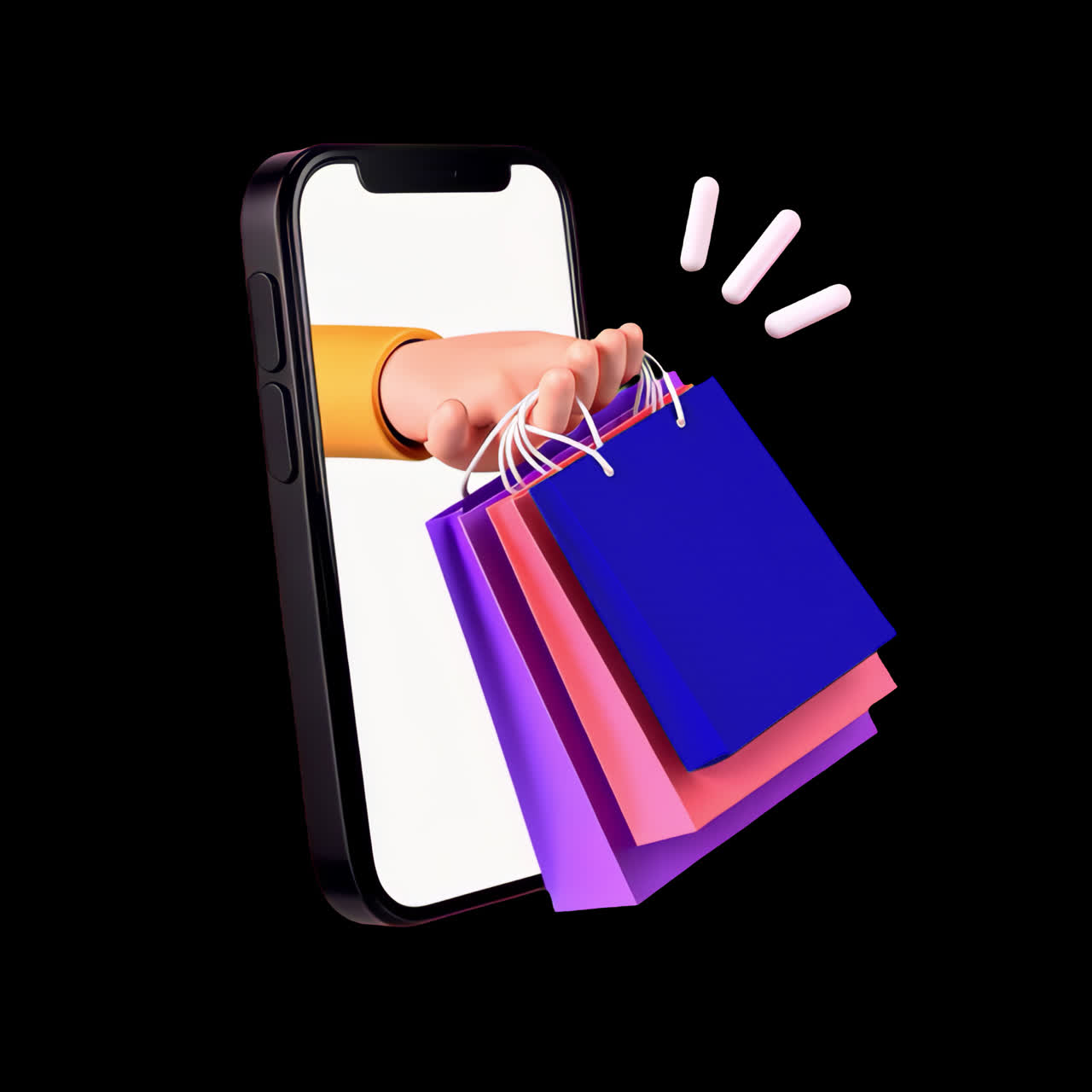 Online shopping 3d element animation isolated asset, transparent 4K video, alpha channel, ProRes