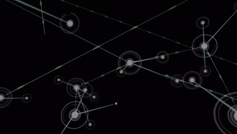 animación de la red de conexiones y procesamiento de datos sobre fondo negro