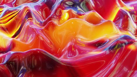 liquid red yellow orange pattern like waves in looped motion. 3d stylish abstract bg of wavy surface like brilliant liquid marble with beautiful gradient colors. 4k trendy colorful fluid animation.