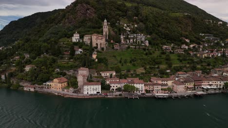 swiss village shore lugano lake switzerland, beautiful morcote municipality