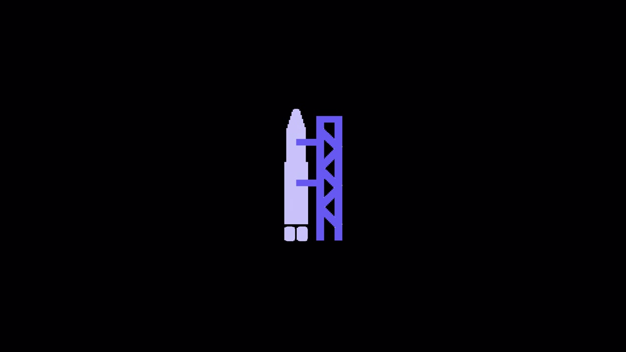 Minimalist Rocket Launch Icon Animation on Black Background