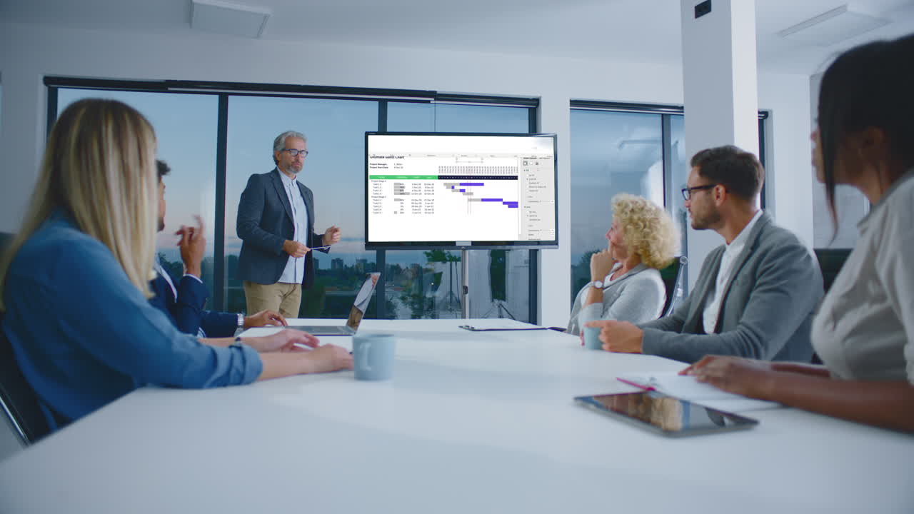 Business Meeting with Project Management Presentation