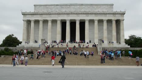 view of the lincoln memorial from the front steps leading into the entrance