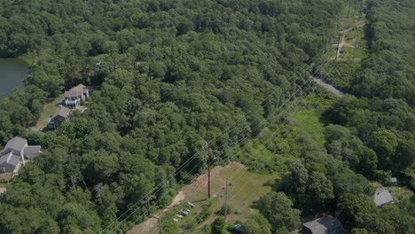 aerial flyover trees and houses in cape cod massachusetts