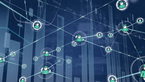 Animation-of-network-of-connections-with-digital-icons-statistics-and-data-processing