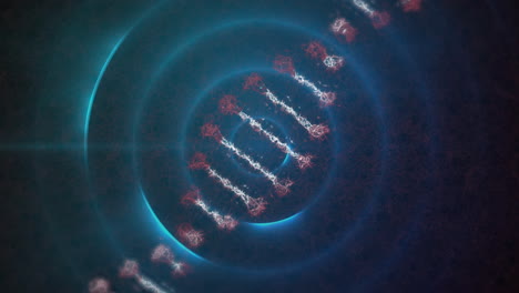 animación de la cadena de adn sobre los círculos púrpuras