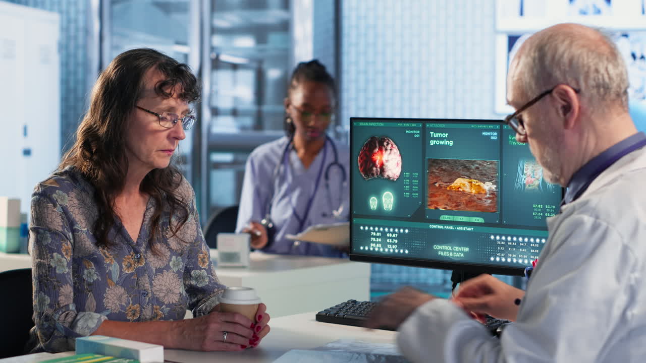 Vertical Video Physician and patient discuss x ray and MRI scan focusing on preventive medicine