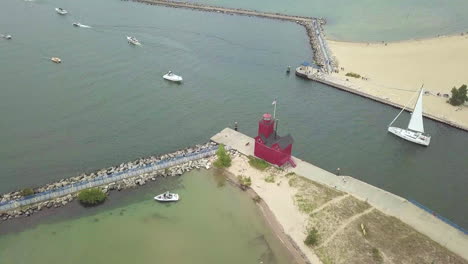 aerial view of holland harbour light