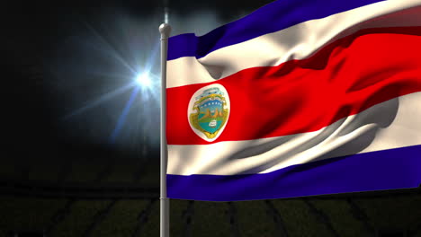 costa rica national flag waving on flagpole