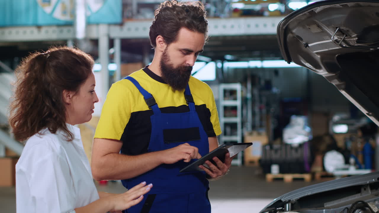 el mecánico calcula los servicios de reparación de automóviles