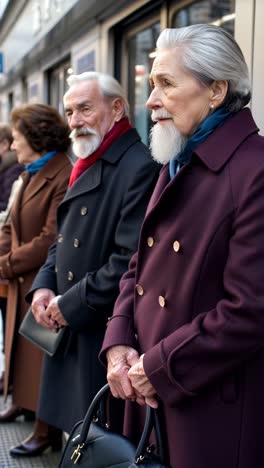 senior passengers on the platform during rush hour.