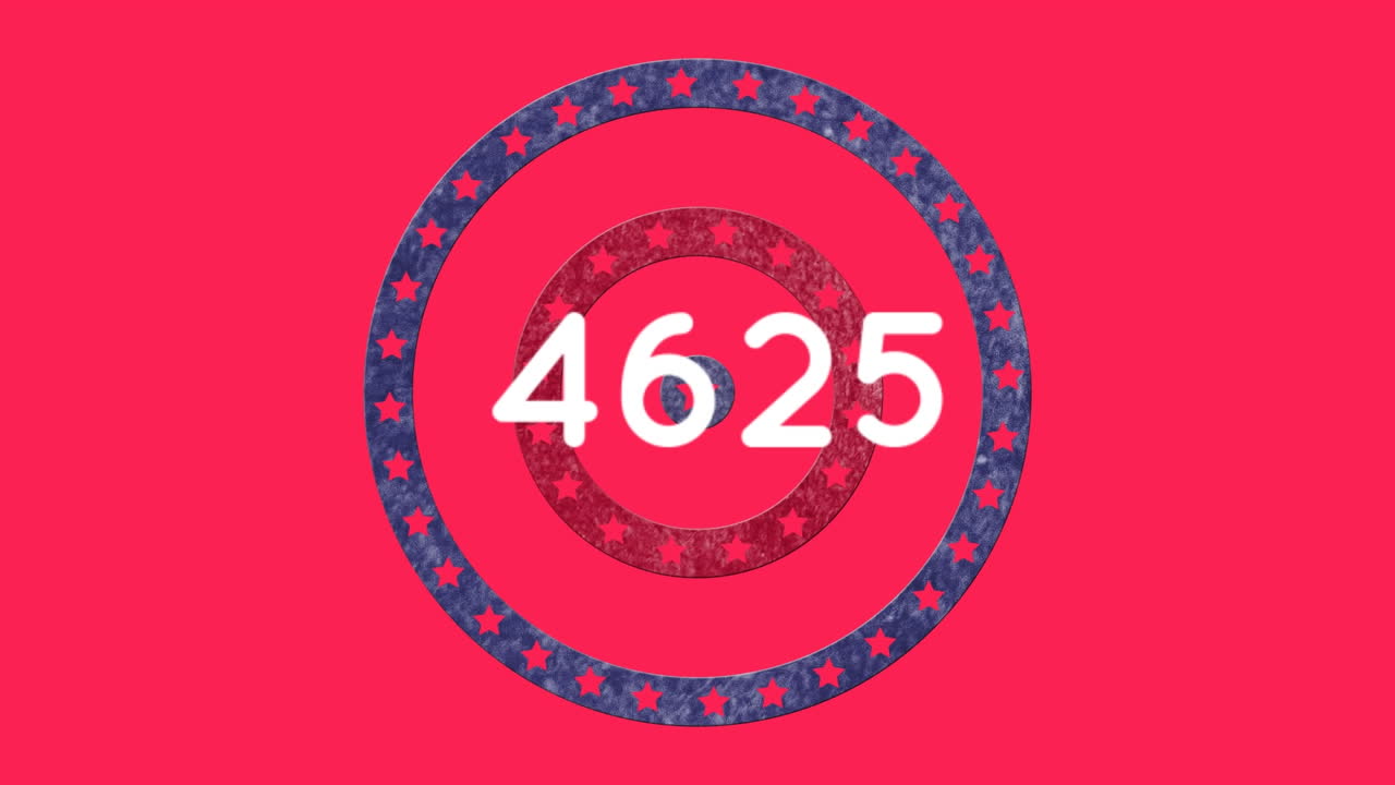 미국  ⁇ 발의 별 위에 자라는 숫자의 애니메이션과 원에 색칠된