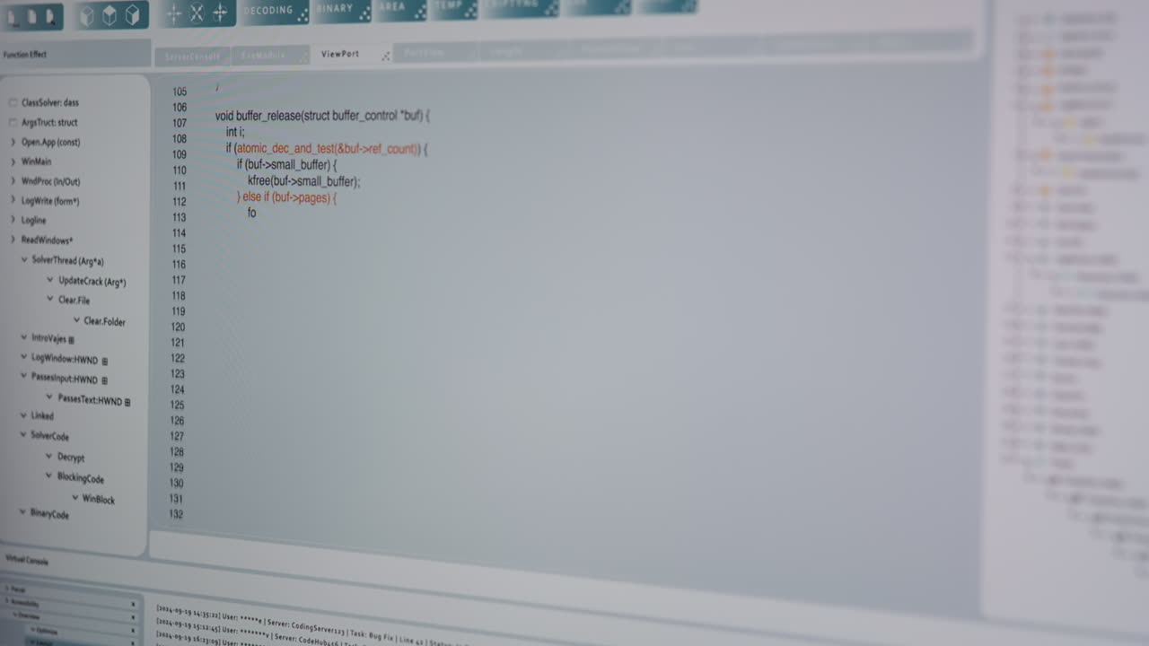 primer plano del código que se escribe en la pantalla del ordenador por el administrador que desarrolla el software