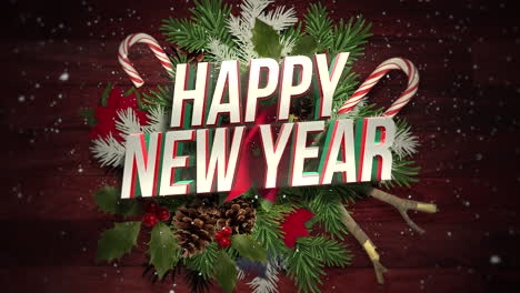 happy new year text with white snowflakes 2