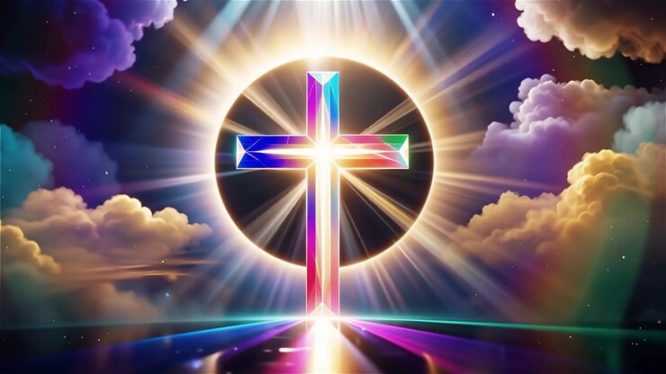 Christian Cross Heavenly Light Worship Background
