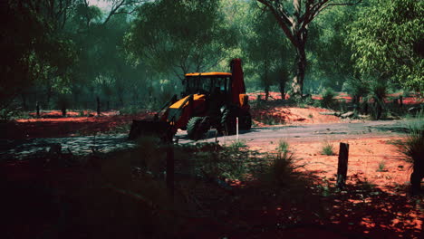 Tractor-Excavadora-En-Bosque-De-Arbustos