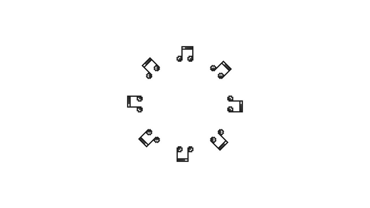 Pixel Art Mini Eighth notes Spinning Circle Animated Overlay Transparent 30fps (6)