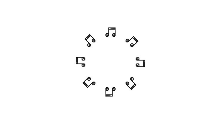 Pixel Art Mini Eighth notes Spinning Circle Animated Overlay Transparent 30fps (6)