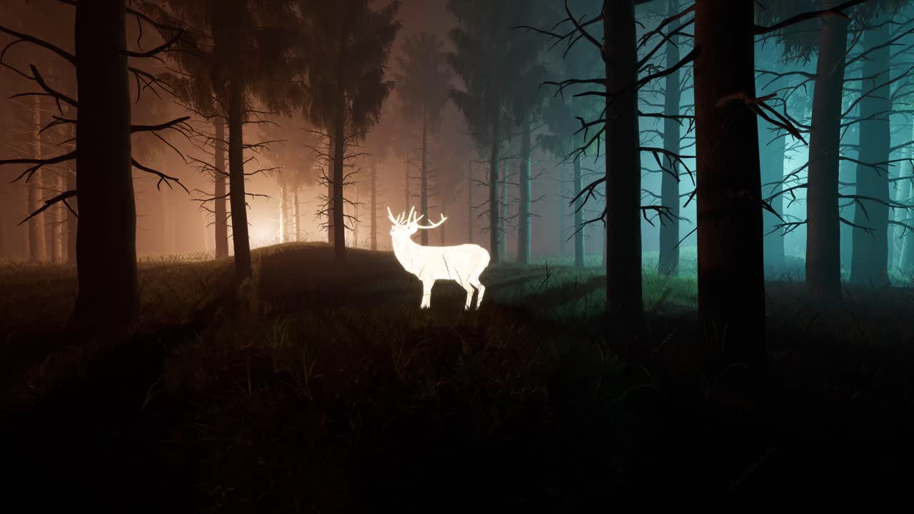 радиоактивный олень в фантастическом ночном лесу