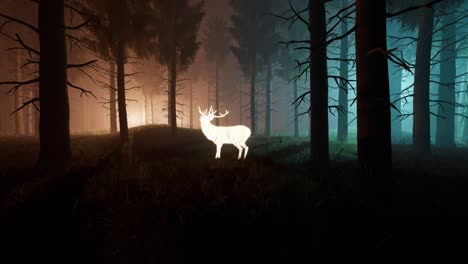radioactive deer in the fantasy night forest