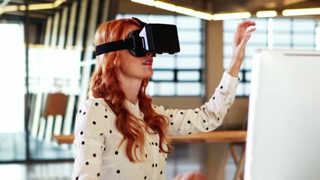 businesswoman using virtual 3d glasses