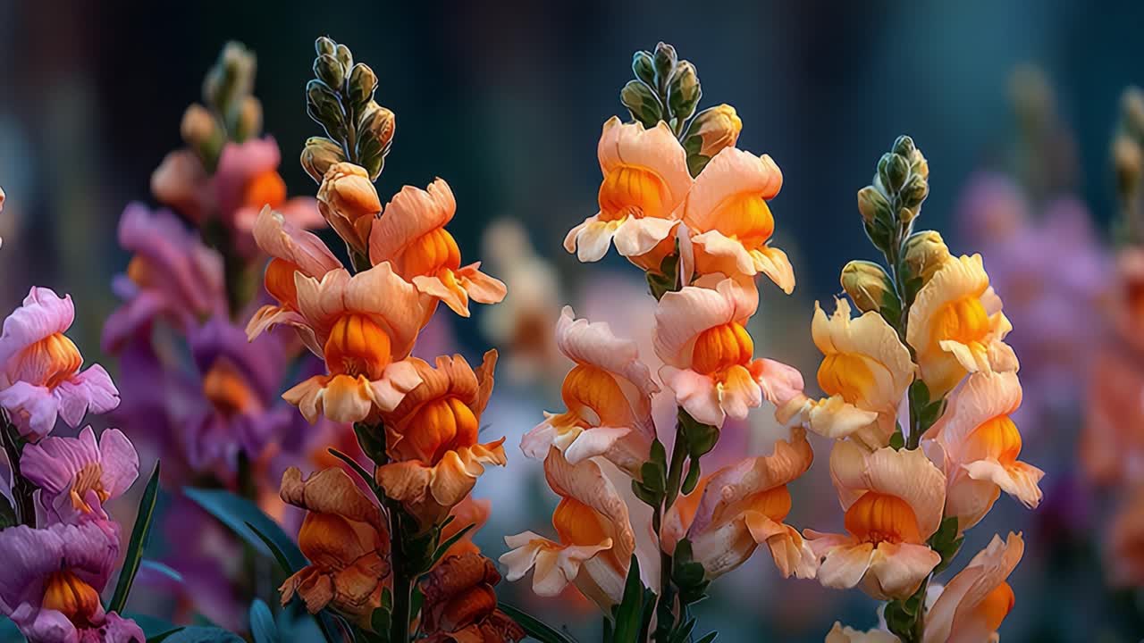 A Vibrant Display of Snapdragons in Full Bloom, Showcasing Their Unique Colors and Delicate Petals Amidst a Soft Background, Inviting Nature's Beauty and Serenity