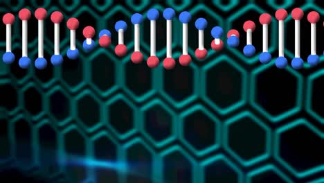 animation of rotating dna strand over navy background