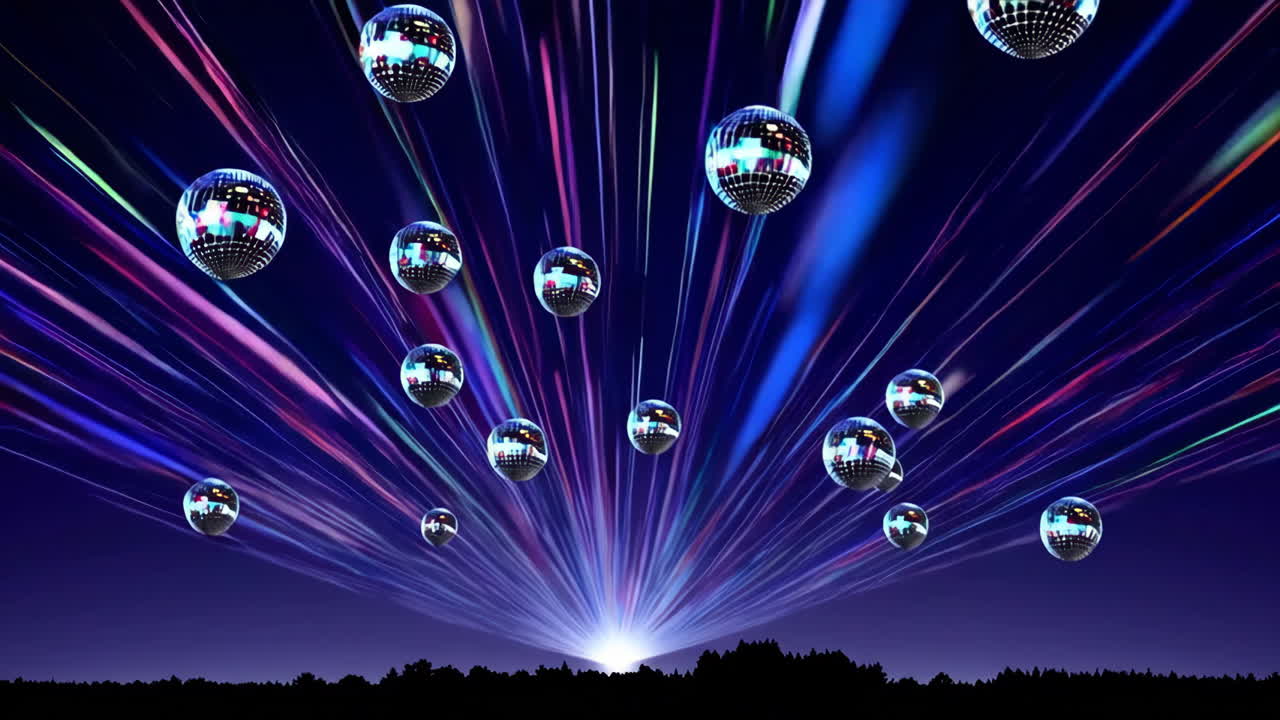 밤하늘에서 디스코 공 스타버스트