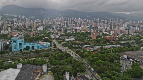 medellin colombia aerial v18 drone flyover campo amor across manila and astorga along calle 10 capturing busy street traffics and el poblado hillside cityscape - shot with mavic 3 cine - november 2022