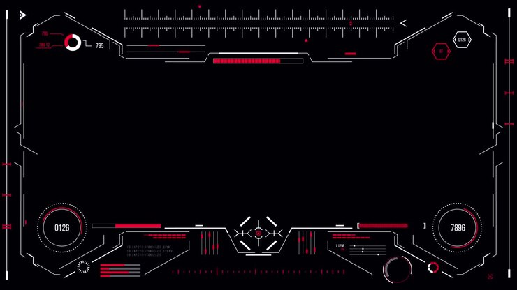 Futuristic user interface with HUD and infographic elements.