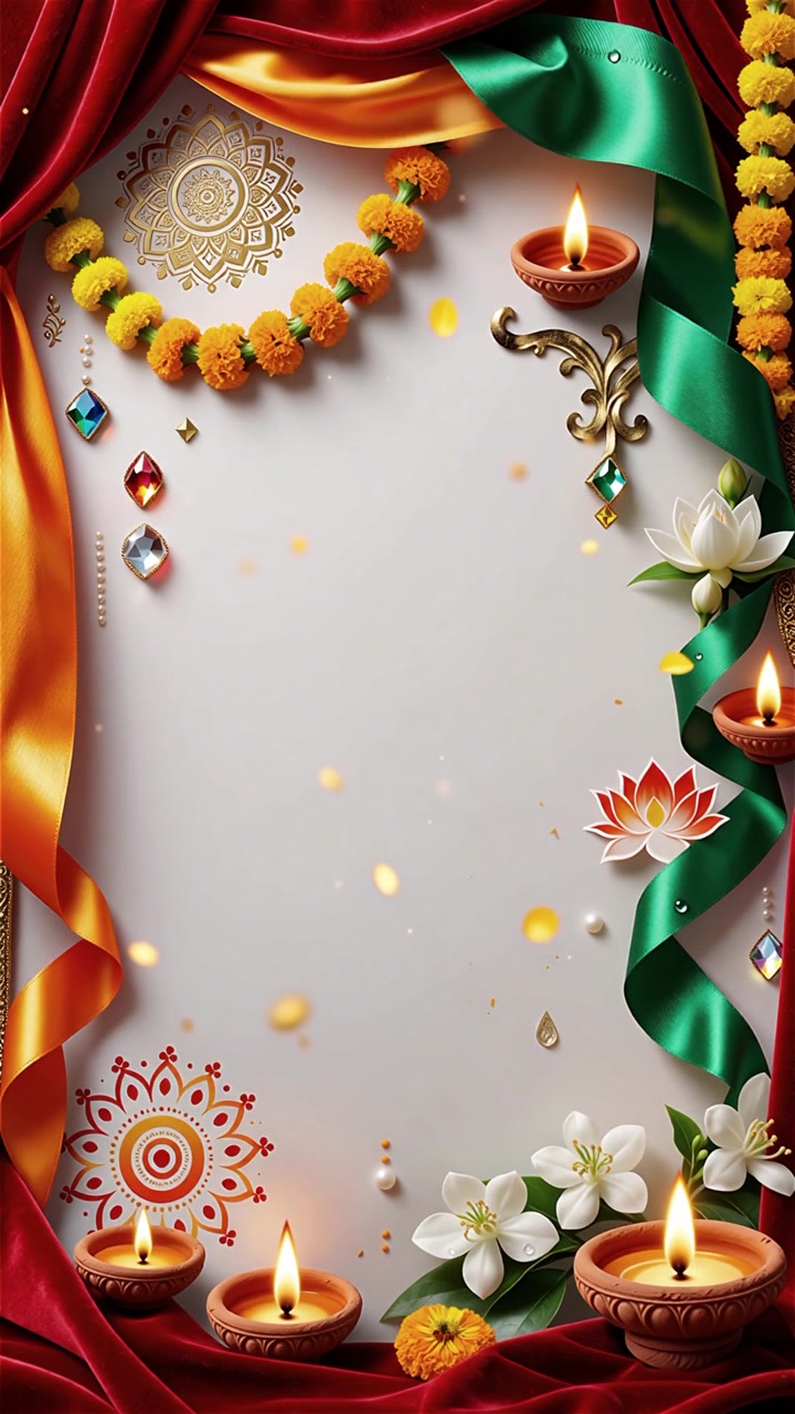 Sfondo del Festival Diwali con lanterne e decorazioni tradizionali Diyas.