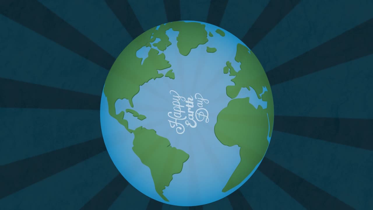 파란색 줄무 ⁇  배경 위에서 회전하는 지구의 애니메이션