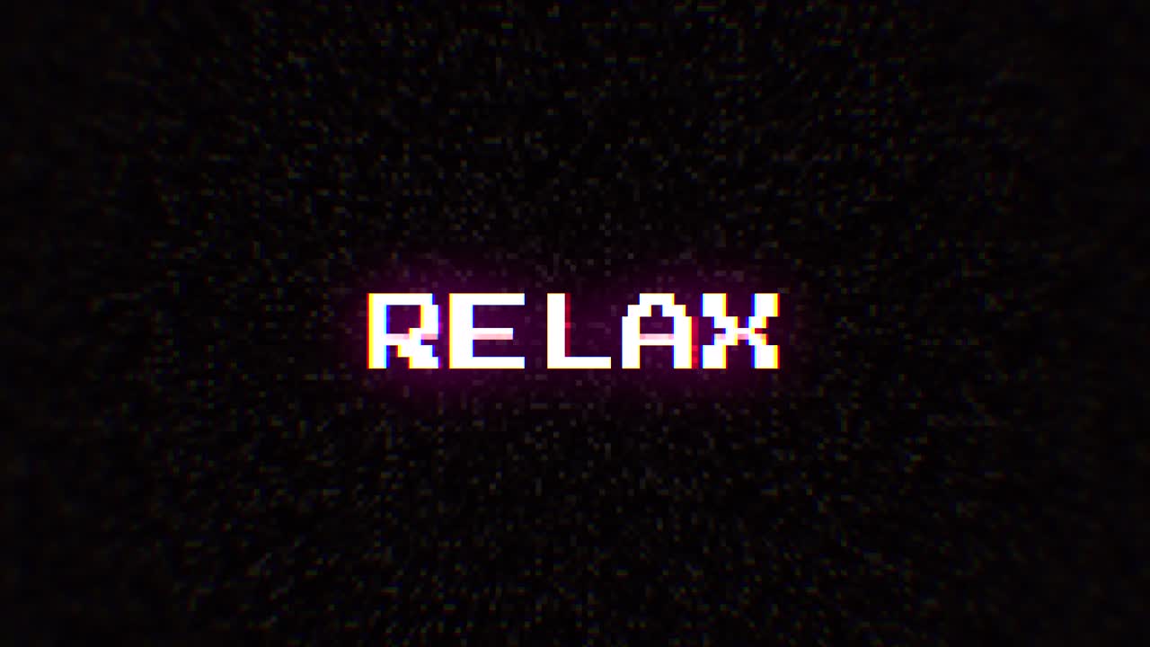 iniezione intenzionale di artefatti digitali fx animazione, decodificazione di un testo rumoroso codificato a 8 bit: relax