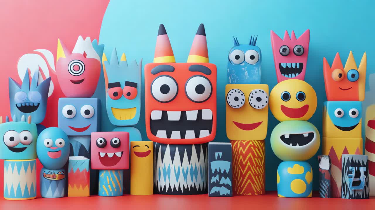 Group of colorful cartoon monsters