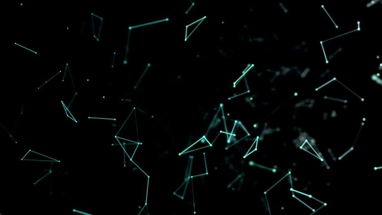 abstracto futurista círculo de puntos y línea estructura de red gráfico de movimiento color azul fondo negro conexión de red de computadora concepto de animación de bucle de tecnología digital.