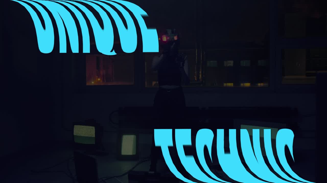 Giocatore di VR in una stanza tecnologica retrò