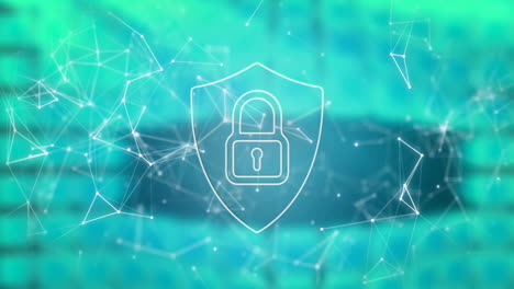 animazione della rete di connessioni con lucchetto sulle forme