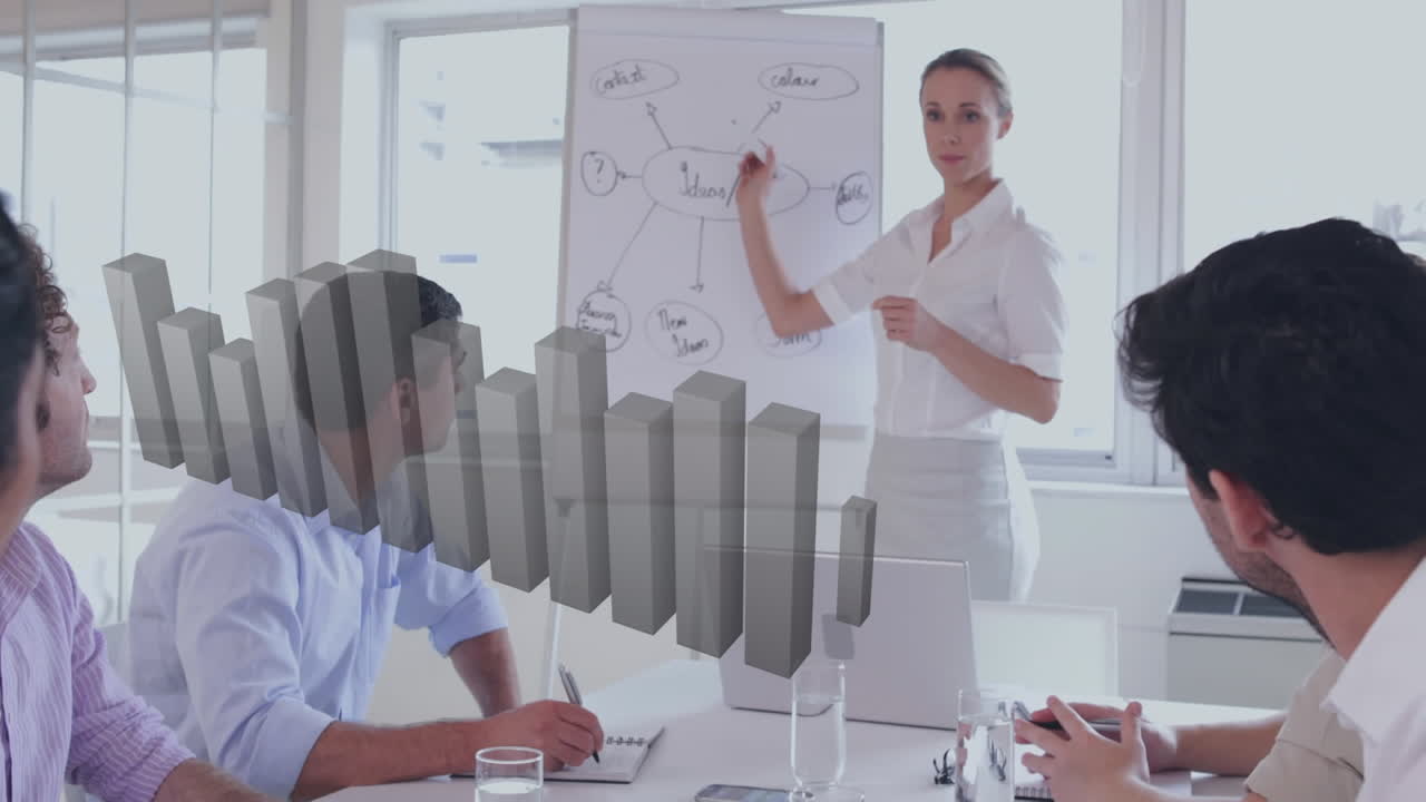 animación de personas de negocios felices que llevan una reunión de video feliz