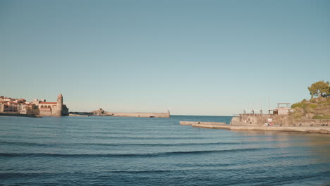 view from plage de port d'avall, serene ocean, collioure, france