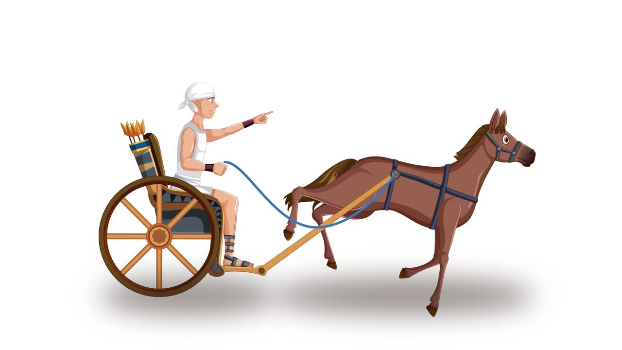 활 는 사람 이 마차 를 타고 프레임 을 가로지르고 있다