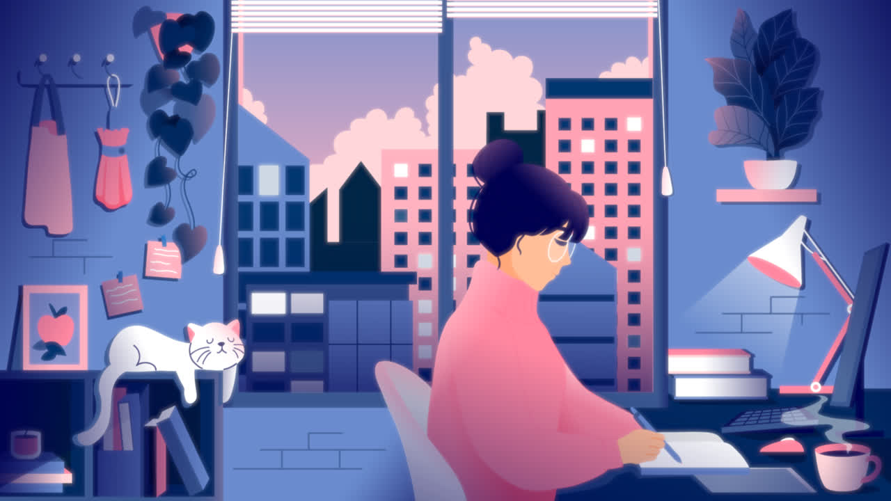 그라디언트 로파이 일러스트레이션의 모션 그래픽